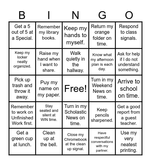 ResponsiBINGO Card