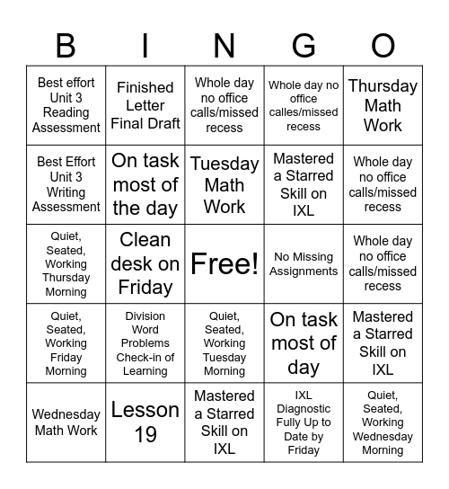 11/27-12/1 Bingo Card