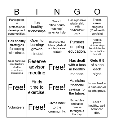 Wellness Icebreaker Bingo Card