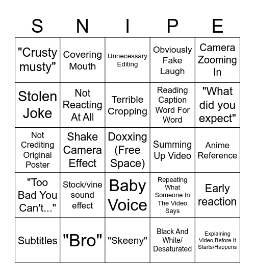 SSSNIPERWOLF BINGO Card