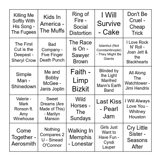 Covers Bingo Card