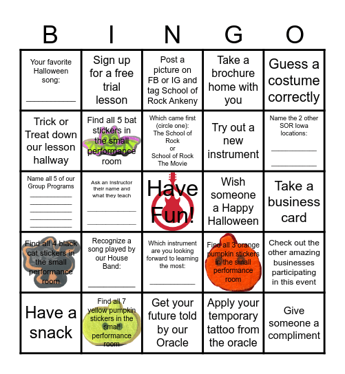 Rocktober Fest Bingo Card