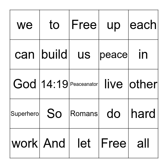 Peace BINGO Card