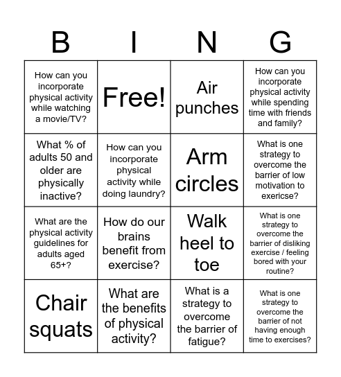 Make it Meaningful Bingo Card