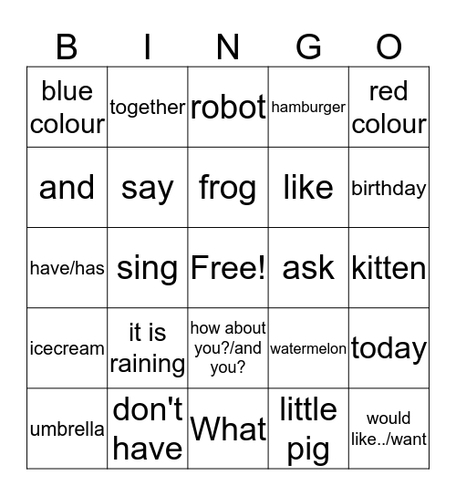 xià yǔ le Bingo Card