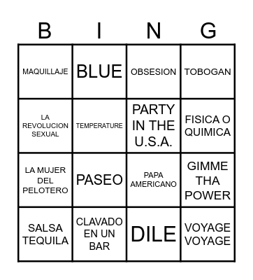 BINGO MUSICAL S36 Bingo Card