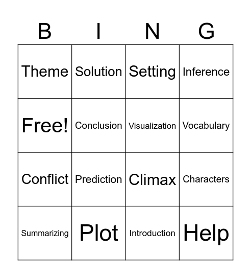 Reading Strategies and Elements of a Story Bingo Card