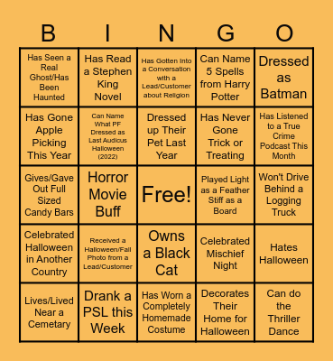 Audicus Halloween 2023 Bingo Card