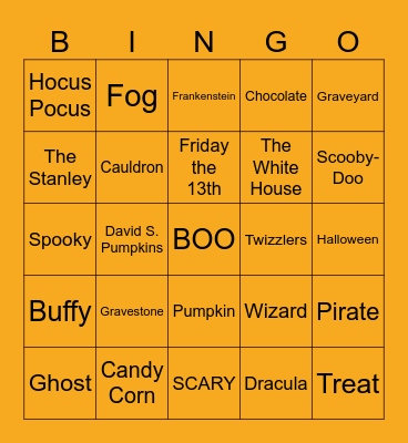 BOO-GO Bingo Card