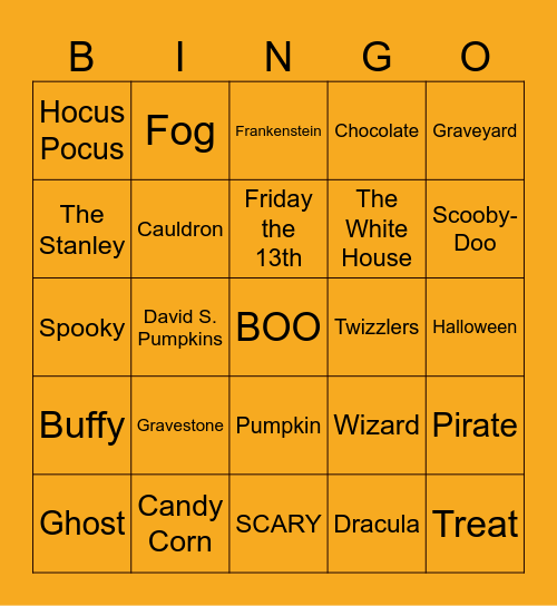 BOO-GO Bingo Card