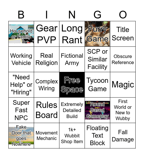 Wubby Bingo Ultimate Bingo Card
