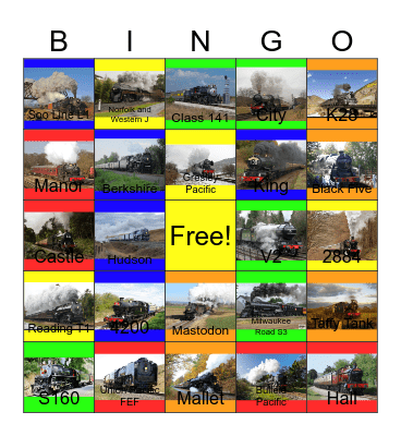 Classic Steam Train Collection Bingo Card