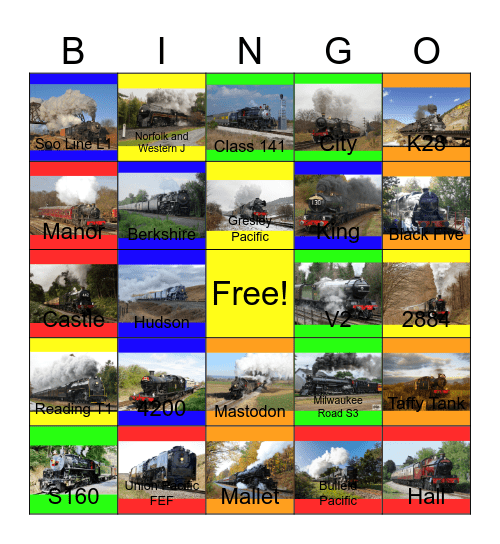 Classic Steam Train Collection Bingo Card