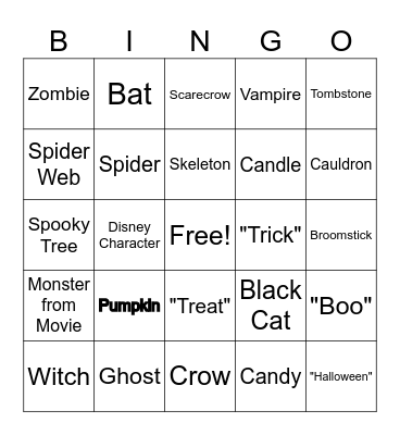 Halloween Decorations Bingo Card