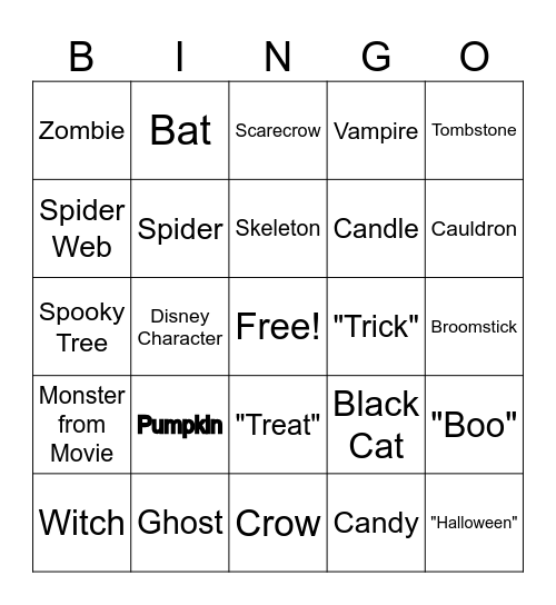Halloween Decorations Bingo Card