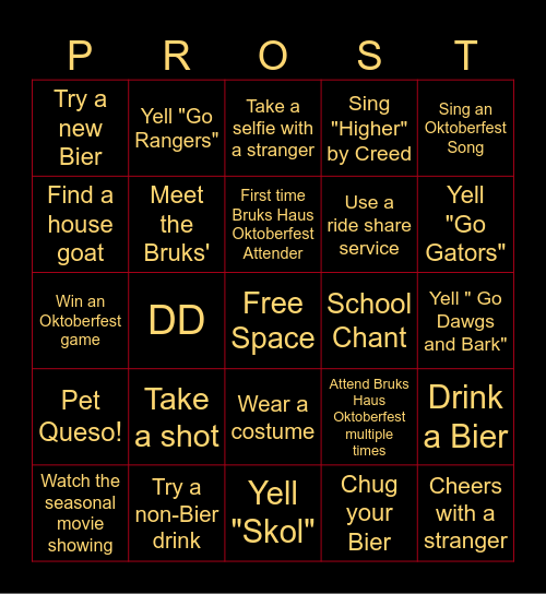 Bruks Haus Oktoberfest Bingo Card