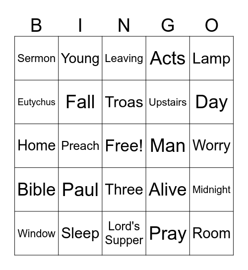 Eutychus Bingo Card