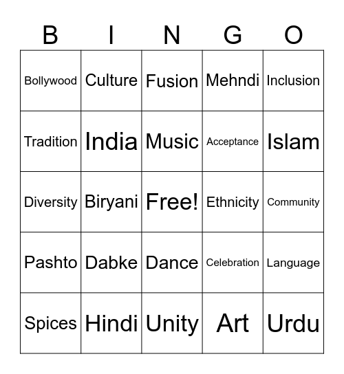 Diversity bingo Card