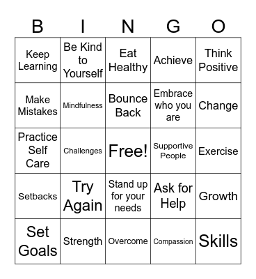 Resilience Bingo Card