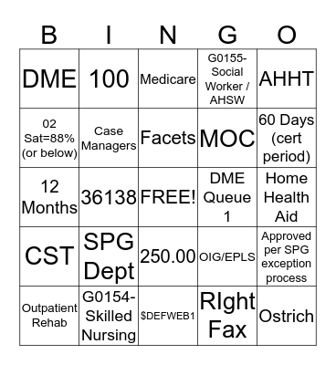 Case Specialist Trivia Bingo  Bingo Card
