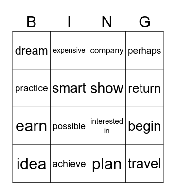 Career Paths Bingo Card