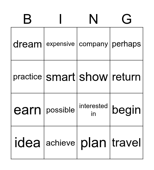 Career Paths Bingo Card