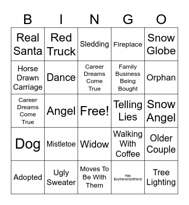 Hallmark Christmas Bingo Card