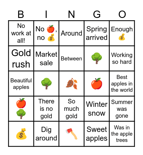Dig dig dig Bingo Card