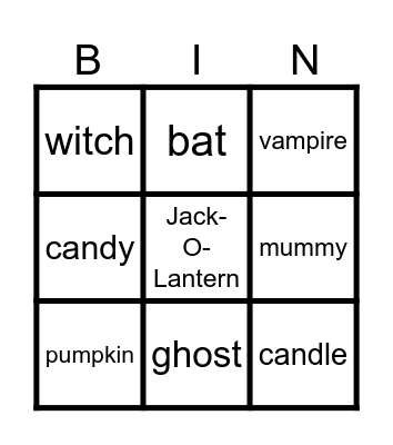 2023 Halloween Bingo Card