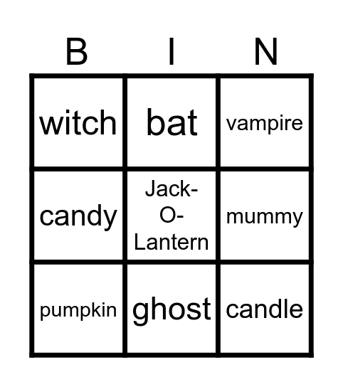 2023 Halloween Bingo Card