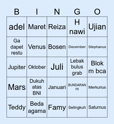 Clau's bingo Card