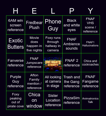 FNAF Movie Bingo! Bingo Card