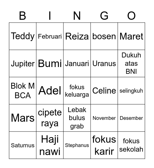 Untitled Bingo Card