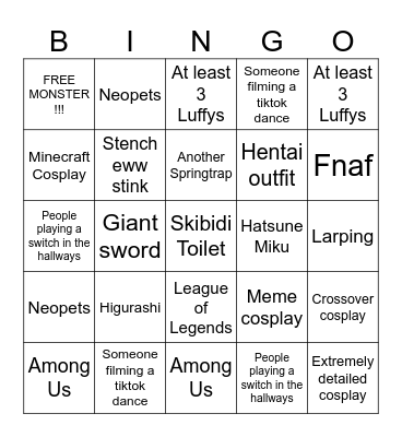 Hal-Con Bingo Card