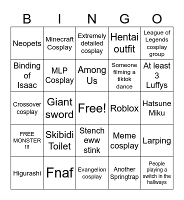 Hal-Con Bingo Card