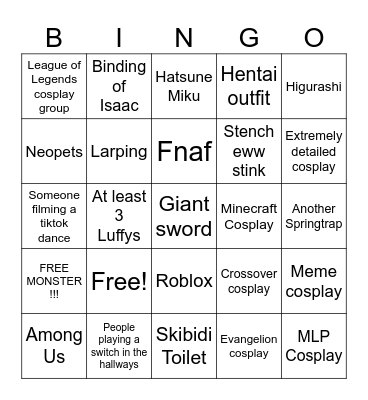 Hal-Con Bingo Card
