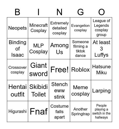 Hal-Con Bingo Card