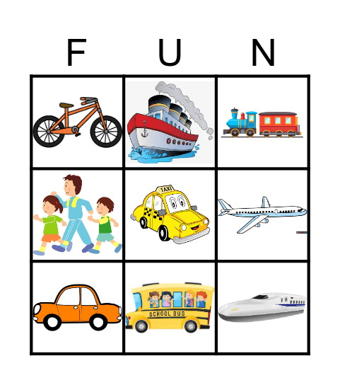 Transport Bingo Card