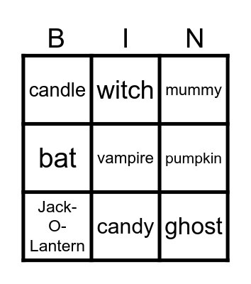 2023 Halloween Bingo Card