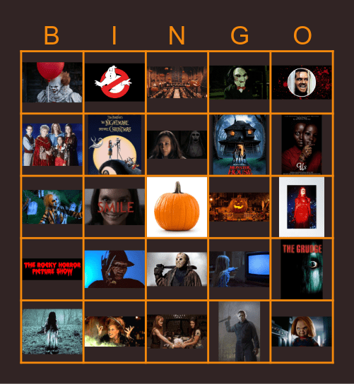 Halloween Movie Bingo Card