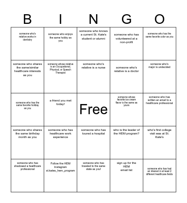 HEM Bingo Card