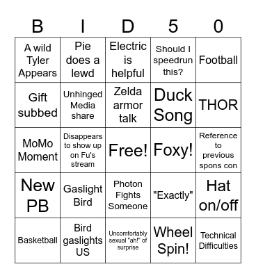 Bird Bingo Card