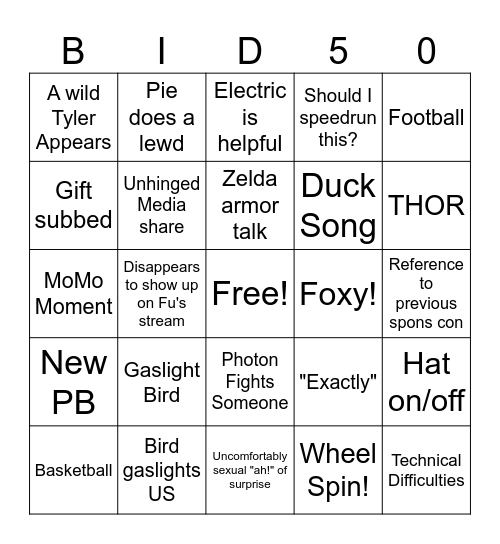 Bird Bingo Card
