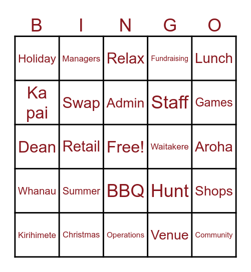 Hospice West Auckland Christmas Bingo! Bingo Card