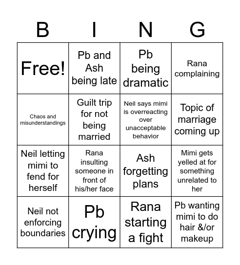 Brahma Bingo Card