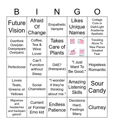 INFJ CALL OUT BINGO Card