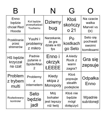 Ekipa z Plusem Gotham Knights Bingo Card