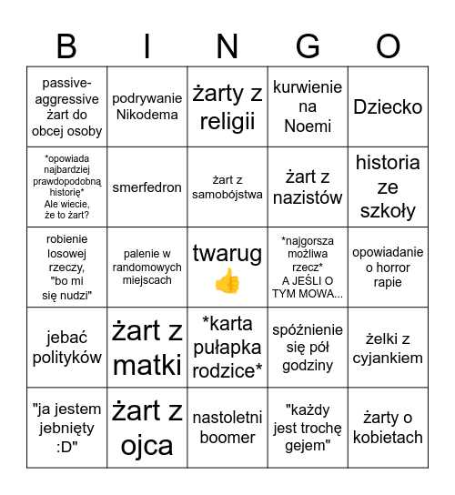 bartek Bingo Card