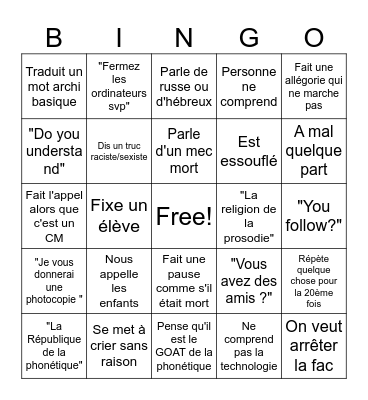 Save us Bingo Card