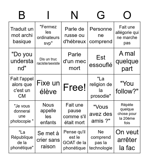 Save us Bingo Card